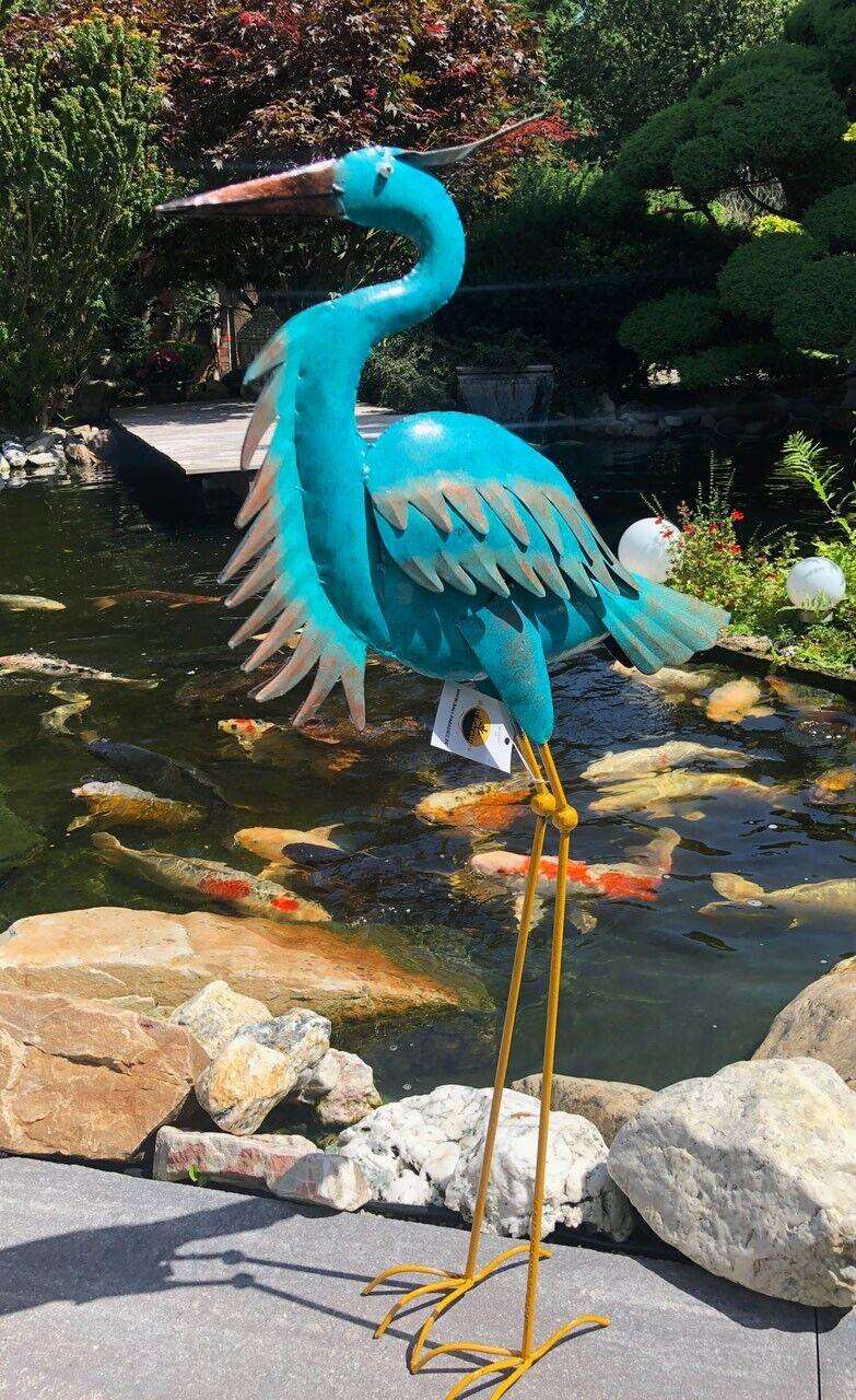 Gartenfigur großer Fischreiher Gartenfigur aus Metall - Bali Paradies