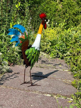 Gartenfigur XXL Hahn handgemacht aus Metall - Bali Paradies