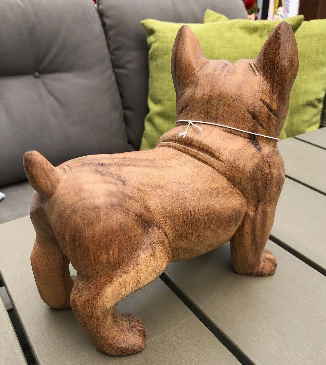 Holz geschnitzte Figur Hund Bulldoge 22cm Innendekoration Teakholz - Bali Paradies