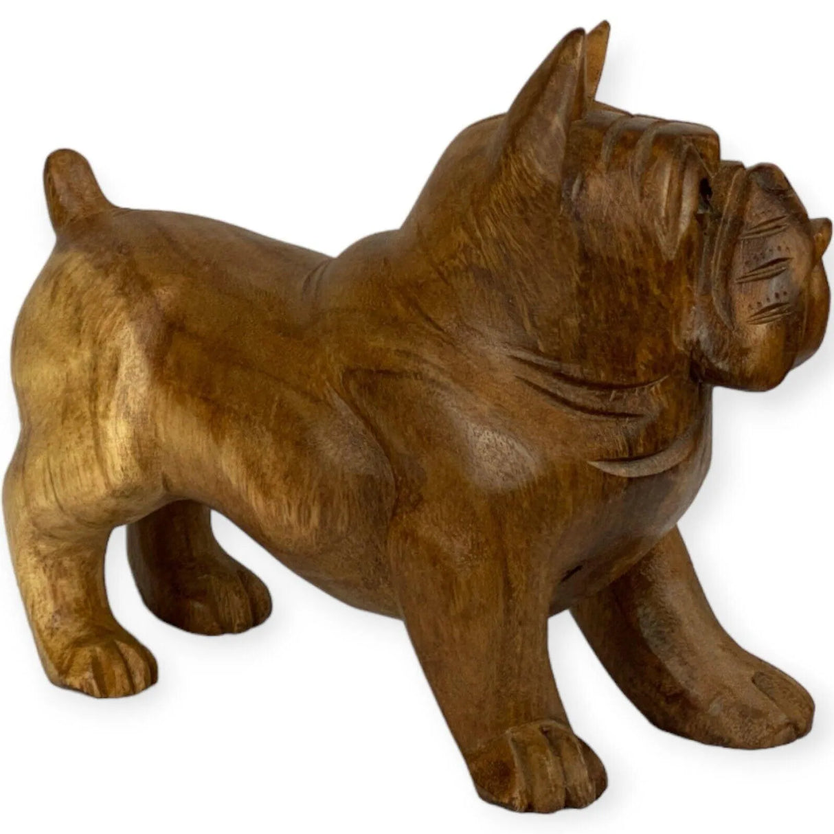 Holz geschnitzte Figur Hund Bulldoge 22cm Innendekoration Teakholz - Bali Paradies