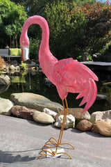 Gartenfigur groß Flamingo handgemachte Gartendekoration - Bali Paradies