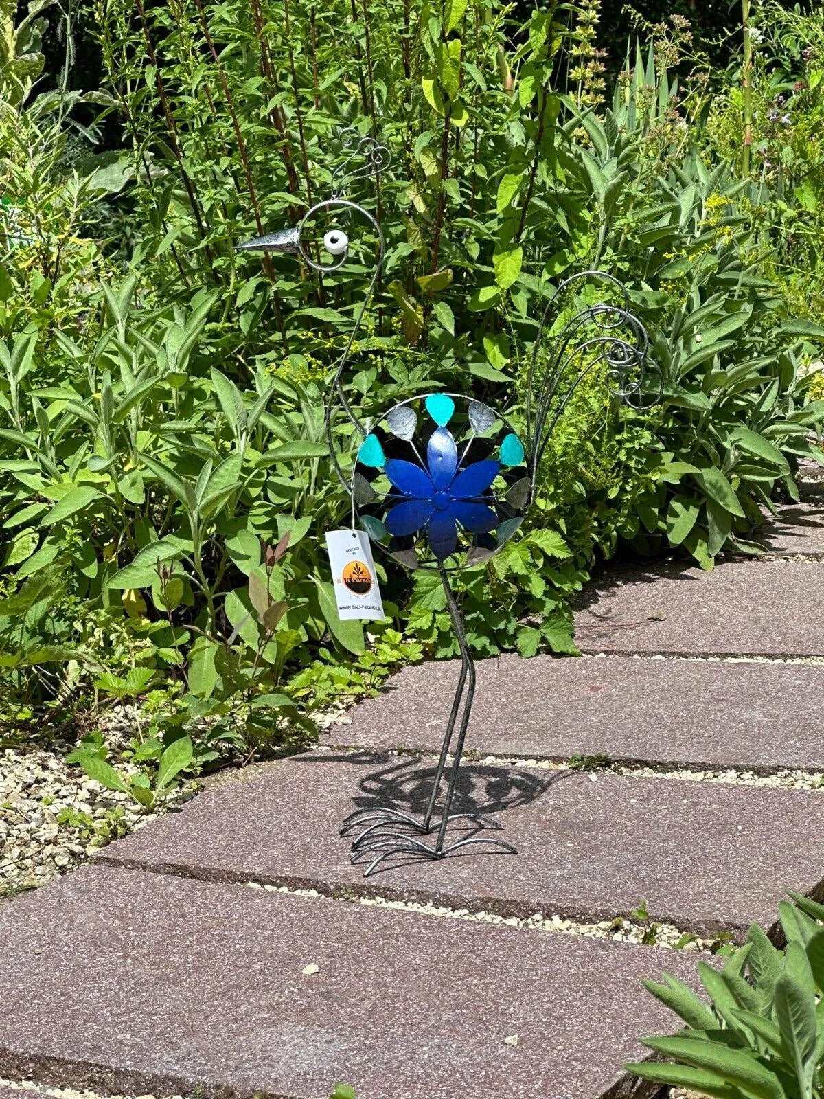 Gartenfigur Mosaik Vogel handgemachte Gartenfigur aus Metall - Bali Paradies