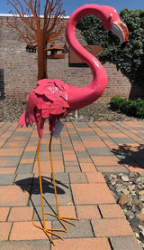 Gartenfigur großer Flamingo handgemachte Gartendekoration aus Metall - Bali Paradies