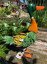 Gartenfiguren große Enten Familie handgemachte 56 cm Gartenfigur aus Metall - Bali Paradies