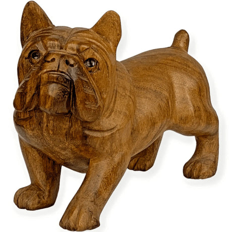 Holz geschnitzte Figur Hund Bulldoge 22cm Innendekoration Teakholz - Bali Paradies