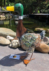 Gartenfiguren große Enten Familie handgemachte 56 cm Gartenfigur aus Metall - Bali Paradies