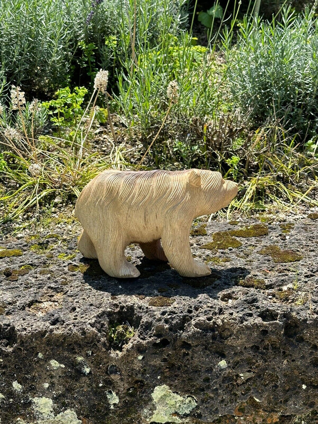 Holz geschnitzte Figur Bär M Innendekoration Teakholz