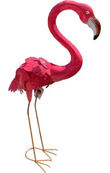 Gartenfigur großer Flamingo handgemachte Gartendekoration aus Metall - Bali Paradies